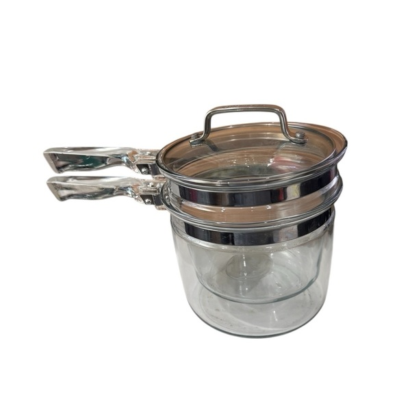Pyrex Other - Pyrex Flameware Glass Double Boiler 1.5 qt USA #6283 with Cuisinart handle lid